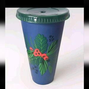 Starbucks Collectible Blue Green Christmas Holiday Tumbler Iced Coffee Tea